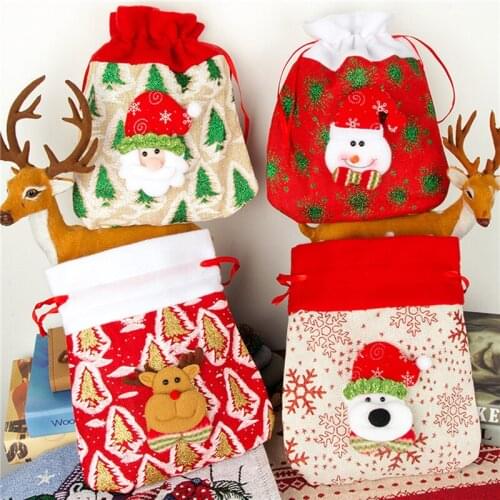Christmas Gifts Santa Claus Gift Bag Linen Candy Bag Christmas Home Decorations Hanging Pendants Gifts Xmas Gift Decoration