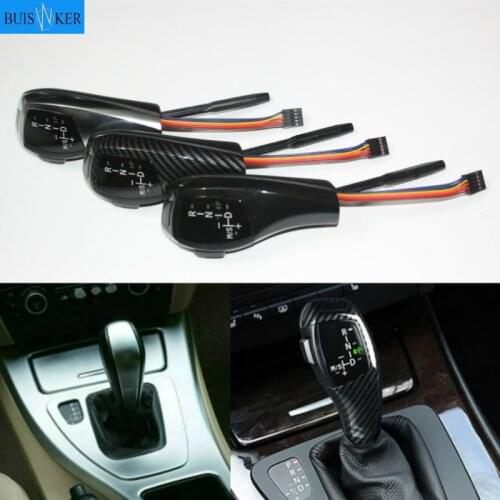 Shifter Lever PU Leather Carbon Fiber Black Silver for 3 5 Series E60 E61 2004-2007 E46 Accessories LED Gear Shift Knob
