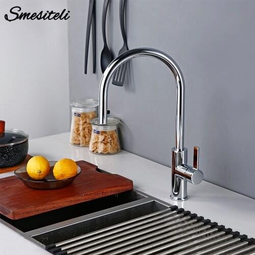 Brass Polished Chrome Single Handle Single Hole Countertop Basin Installation Hot And Cold Water Sprayer Dial Out Kitchen Faucet