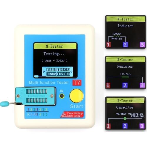 LCR-T7 Transistor Tester Multi-functional Didoe Triode Capacitance Resistor Inductance MOSFET NPN PNP Triac MOS Detector