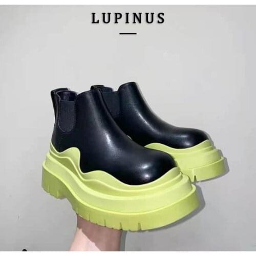 2021 Designer Brand Chunky Platform Chelsea Boots Women Street Style Elastic Band Ankle Boots For Women INS Fashion Spring New