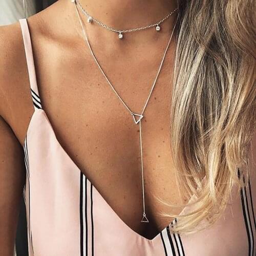 Choker Necklace For Women Triangles Pendant Chain Fashion Jewelry Necklaces For Women 2019 Statement Wholesale