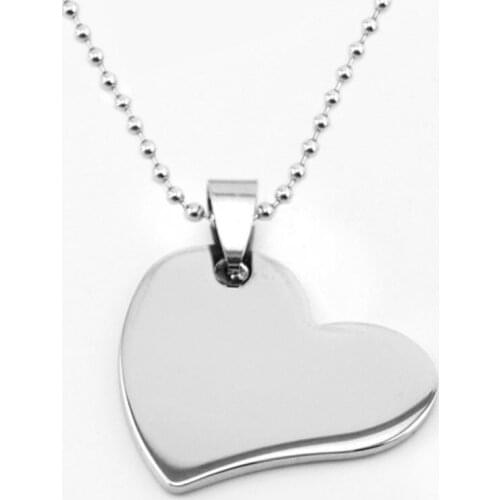 100% Stainless Steel Blank Heart Pendants & Necklaces For Women DIY Jewelry Mirror Polished