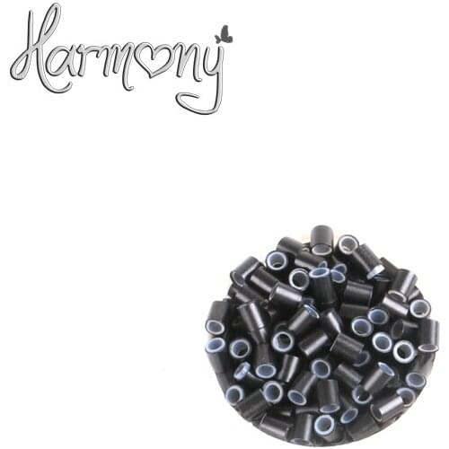 1000pcs/lot) 3.4*3.0*4mm 1# Black silicone copper tube micro silicone lined copper rings tube beads rings