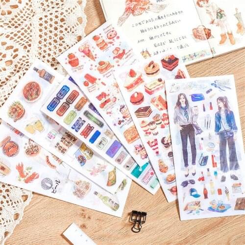 3pcs/set Vintage Stickers Fall Flowers Decorative Sticker Diary Stationery Album Sticker Flakes Scrapbooking