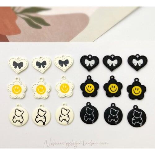 40pcs/lot bears/flowers/bow pattern geoemtry hearts/rounds shape alloy floating locket charms diy jewelry earring accessory