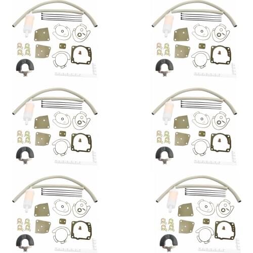 6PCAK Carburetor Rebuild Kit for 438996 0435442 Johnson Evinrude Triple V4 & V6 60 & 90 Degree 90 100 105 115 150 175 HP