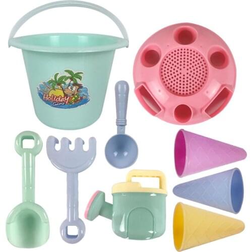 9 Pcs Plastic Baby Beach Toys Set Sand Play Set Durable Reusable Funny Outdoor Sand Dredging Tools Water Play Cart For Children