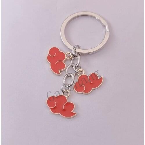 Anime Cosplay Jewelry Akatsuki Organization Enamel Red Cloud Pendant Drop Keychain For Women Men Jewelry Keychain gift