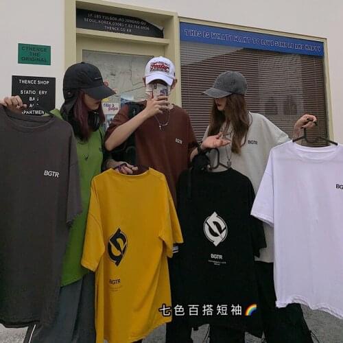 BXyichen original Japanese half sleeve tide brand hiphop trend couple loose round neck loose cotton short sleeve T-shirt