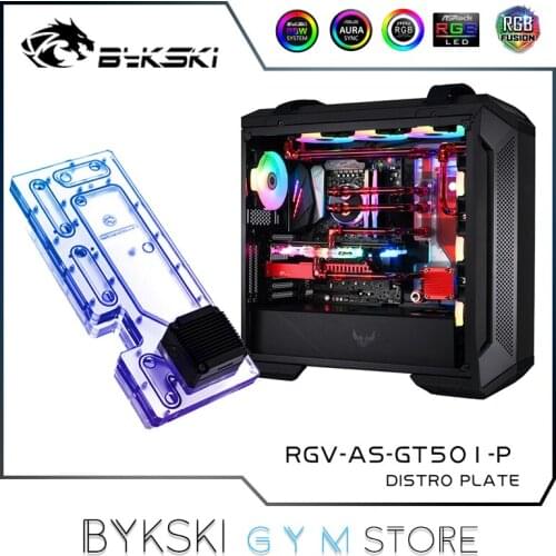 Bykski Distro Plate For ASUS ROG GX601 Case, 2X 360 Radiator Water Cooling Loop Solution, 12V/5V RGB SYNC, RGV-AS-GT501-P