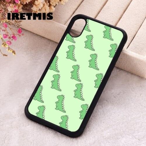 Iretmis 5 5S SE 2020 Phone Cover Case for iPhone 6 6S 7 8 Plus X Xs XR 11 12 Mini Pro Max Rubber Silicone Green Dinosaurs