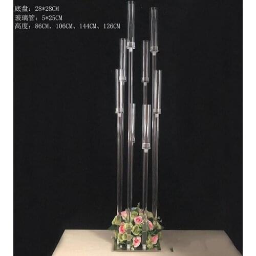 Flowers Vase 8 heads Candle Holders backdrops Acrylic tall candelabra Candlestick Holders Wedding Table Centerpiece Flower Stand
