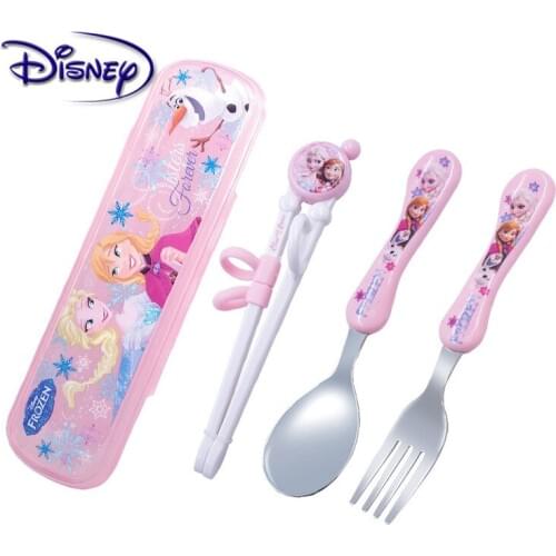 Disney Mickey Minnie Spoon Chopsticks Set Cartoon Children Practice Chopsticks Spoon Baby Auxiliary Cartoon Learning Chopsticks
