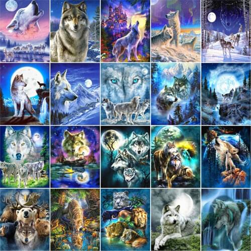 HUACAN Painting By Number Wolf Drawing On Canvas HandPainted Paint Art Gift DIY Pictures By Number Animal Home Decoration Kits