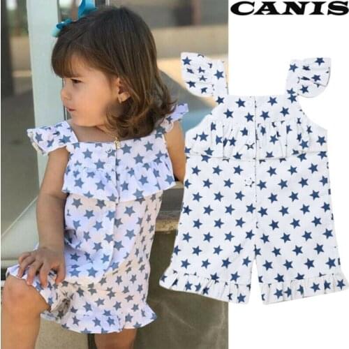 Baby Kid Girl Jumpsuit Rompers Cotton Blend Flare-Sleeve Toddler Newborn Baby Girl One-Pieces Design Summer Cute Casual 1-5T