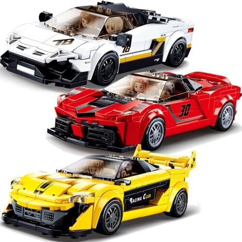 SLUBAN New Speed Champions Senna EVO Racing Sports Car Vehicle Rally Racers Figures MOC Building Blocks Bricks Classic Model Toy