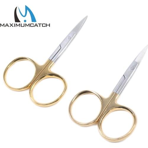 Maximumcatch 2pcs/lot New Fly Fishing Tying Scissors AH018 Stainless Steel Fishing Scissors Fishing Tackle Box