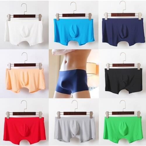 Men Underwear Boxer Shorts Mens Ice Silk Elastic Seamless U Convex Very Soft Sexy Kilot Male Mens Underpants Cueca Boxer Homme
