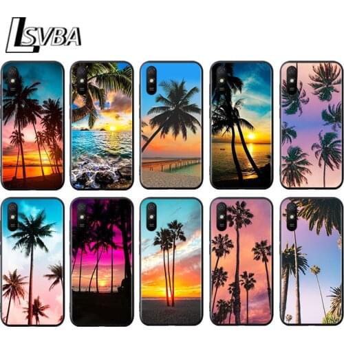 Palm Tree Sunshine for Xiaomi Redmi 10X Pro 5G 9A 9I 9T 9 GO K40 K30 K20 Ultra 8 7 6 5 4X Pro Soft Black Phone Case