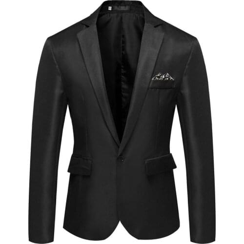 2021 new Polyester Fashion One Button Lapel Casual Men Blazer Long Sleeve Decorative Pocket Suit Coat Workwear