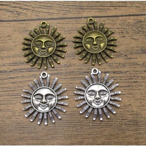 Big Sun Face Charms 10PCS/Lot 35×31mm Sun Pendants Handmade Jewelry Fit Bracelet&Necklace 2 Colors Available-RS500