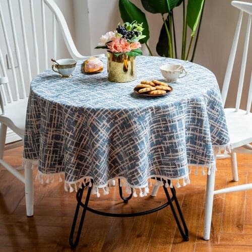 Striped tablecloth party stitching fringed cotton decoration table cover and linen dust table mat Factory Wholesale