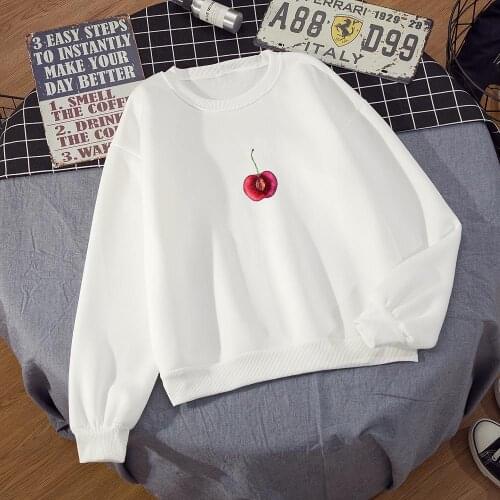 Cherry Hoodies Harajuku Overiszed College Hoodie Polyester Loose Crewneck Plus Size Pullover Sweatshirt Sweet Womens Winter Tops
