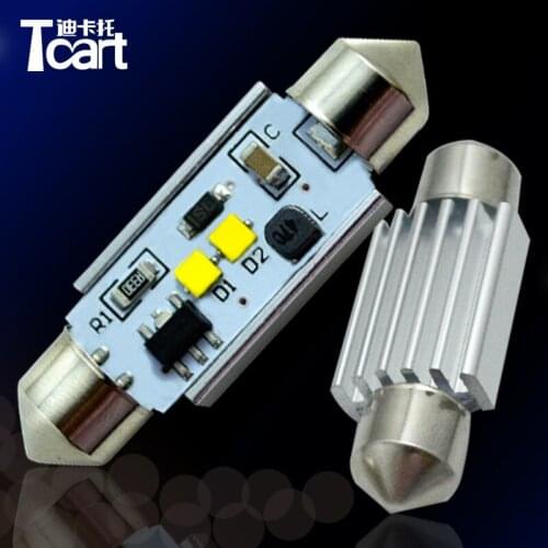Tcart 2pcs 31mm/36mm/39mm/41mm Auto LED Cree Double sharp indoor lights 10W 5730 Interior canbus light bulbs car accessories
