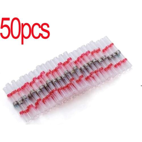 50pcs/Lot Heat Shrinkable Wire Connectors SST21 Waterproof Sleeve AWG22-18 Butt Electrical Splice Tinned Solder Seal Terminal