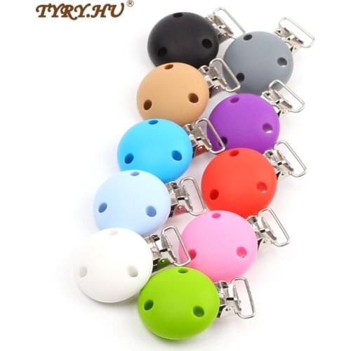TYRY.HU 1PC Round Shaped Pacifier Clip Silicone Bead Baby clip teething Accessories Clip Clasps Toy DIY Pacifier Chain Tool