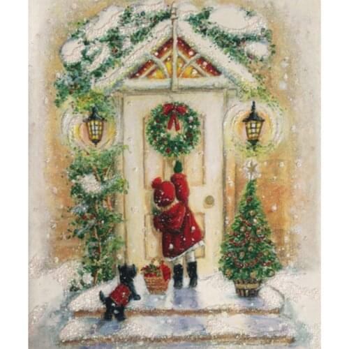 Girl Wreath Christmas Tree 11CT Kit Needlework Craft Set Cotton Thread Canvas Printed Home Decor Christmas Gift Hot Sell
