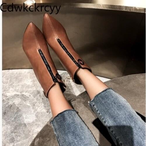 Winter The New British style fashion Pointed High heel 10CM Women boots black Front zipper Keep warm High heel Women boots 34-48