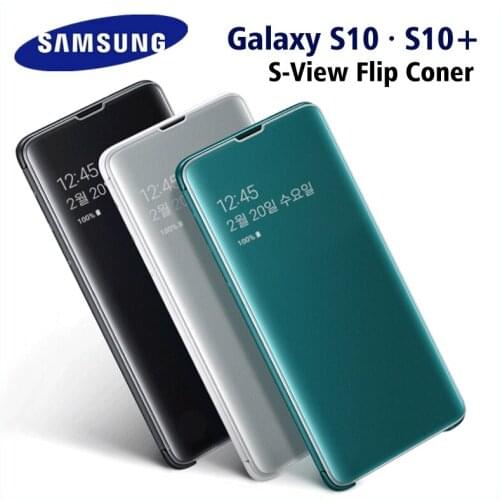 100%Original Samsung S10 Mirror Clear View Cover Phone Case For S10 Plus SM-G970F Original Rouse Slim Flip Case Galaxy G9700
