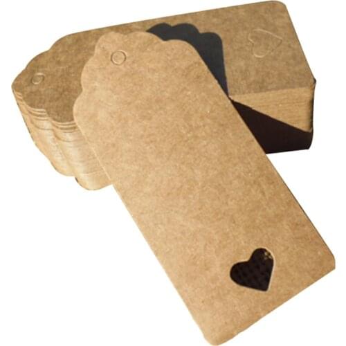 100pcs/set 4X2cm/9x4cm Brown White rectangle Love Heart Hollow Kraft Paper Tags For Wedding Party Gift Bag Name Label