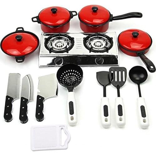 13pcs/Set Kids Simulation Cook Ware Toy Play Toy Kitchen Cooking Food Utensils Pans Pots Dishes Cookware Supplies
