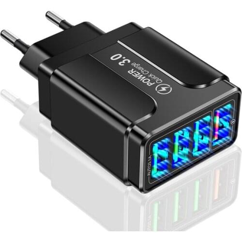 5V QC 3.0 Quickly Charger For Phone Adapter Universal Fast Charging For Iphone Huawei Samsung Xiaomi Travel EU US 4 USB Adapter