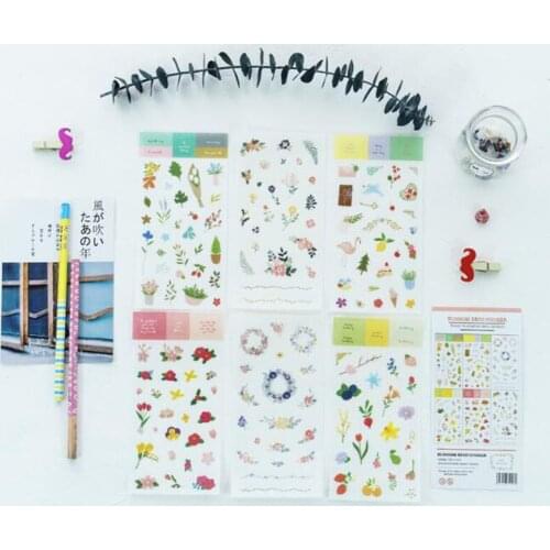 6 Sheets Kawaii Small Flower Language Stickers Flowers And Plants Pattern Decor Bullet Journal Scrapbook Office School Supplies