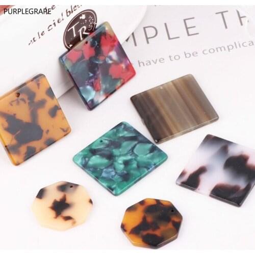 DIY Japanese and Korean fashion handmade jewelry accessories acetate square octagon earrings retro material 8 pieces
