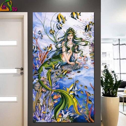 New 5D DIY Diamond Painting Ocean Life Princess Mermaid Full Square/Round Diamond Stitch Rhinestone Mosaic Decor Gift