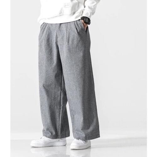 Men Oversize Wide Leg Pants Mens Straight Casual Solid Baggy Trousers Men Streetwear Pants Chinese Styler Male Harem Pants