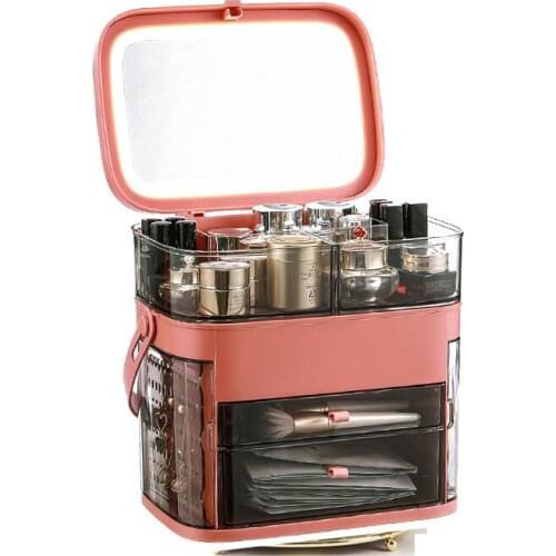 Household skin care cosmetic brush, lipstick mask, table top, mirror box, box and box, integrated dustproof shelf