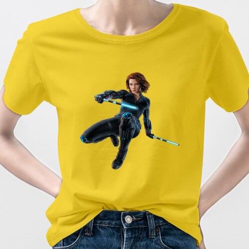 Marvel Women Crop T Shirt Casual Black Widow Sexy Ropa Cropped Tumblr Fighting Ulzzang Fashion Short Sleeve Summer Top Urban