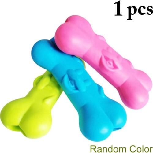 1pcs Dog Toys Pet Bone Rubber Interactive Dog Chewing Toy Puppy Teething Training Toy for Dogs Pets Products Random Color