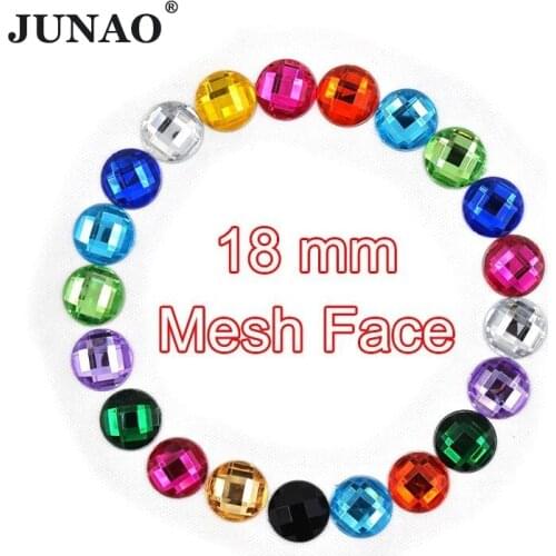 JUNAO 18mm Crystal Flatback Rhinestone Glue On Strass Round Crystals Stones Acrylic Gems Scrapbook Beads For DIY Crafts