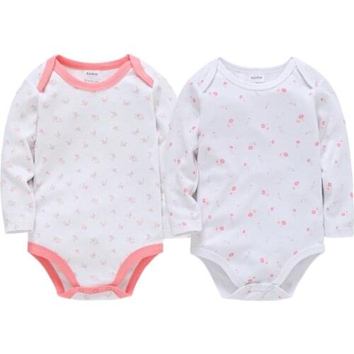 Kavkas Baby Girl Bodysuits 2 pcs/lot 100%Cotton Pink Cute Little Floral Printing Set Clothes For Newborns реборн девочка