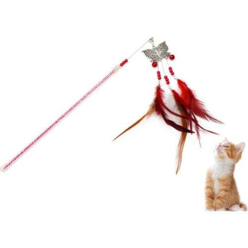 Cat Wand Toy Kitten Teaser Feather Interactive Stick Training Cat Accessory Butterfly Attachment (Replaceable)