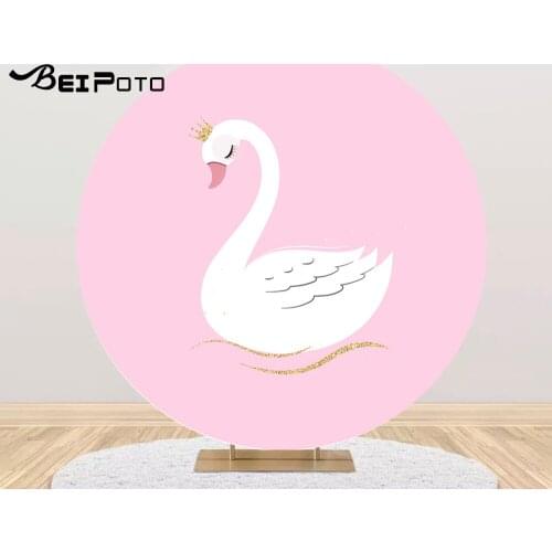 Circle background Swan round Backdrop baby shower kids birthday Party event decor table cover pink girl princess booth YY638