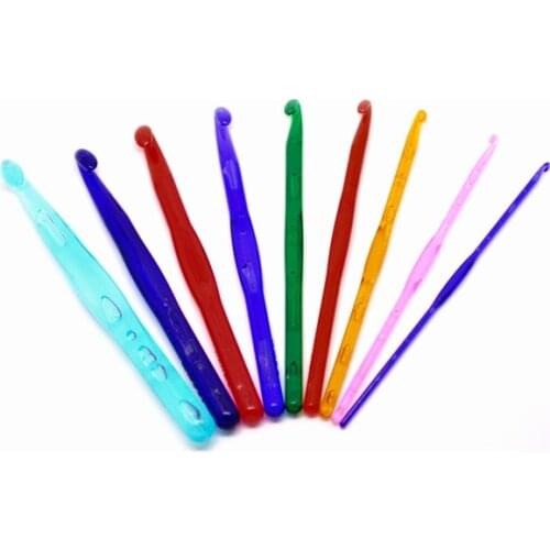 3mm-12mm Acrylic Crochet Hook Multicolor 15cm For DIY Knitting Needles Handle Home Crafts Knitting Tools, 1 Set(9 PCs/Set)