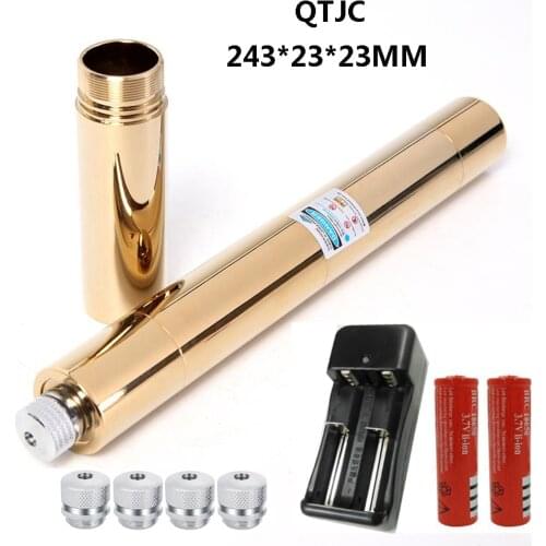 High-power blue laser flashlight full copper 450nm powerful laser sight 1000m focusable burning match/cigarette/candle